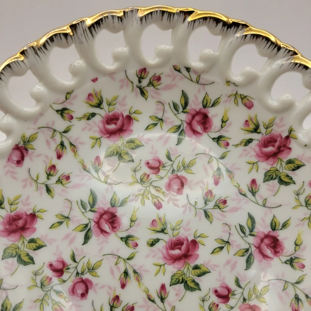 Vintage Lefton hand painted pink rose chintz #650 A. 2 available. - Picture 3 of 13